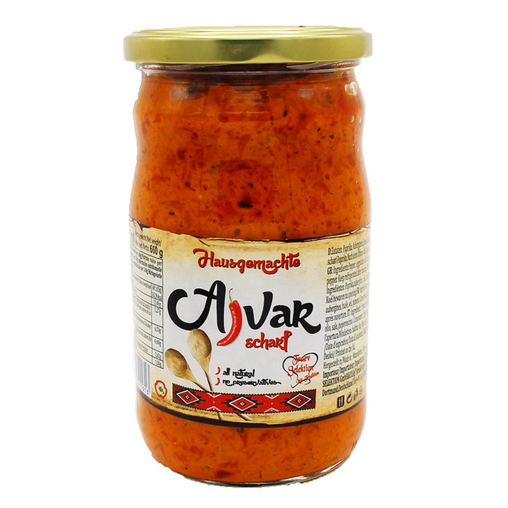 Traev domaći ajvar ljuti Hausgemachte Ajvar Scharf 0,66kg - ExYU Shop ...